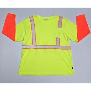 Bass Creek Outfitters Mens XXL Hi-Vis Safety Shirt Reflective Long Sleeve Yellow